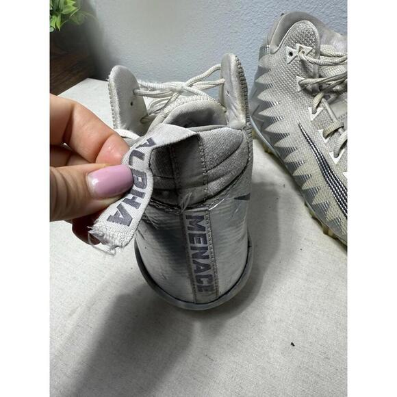 Nike Alpha Menace Pro Mens 11.5 Silver Mid Football Cleats - Picture 9 of 9